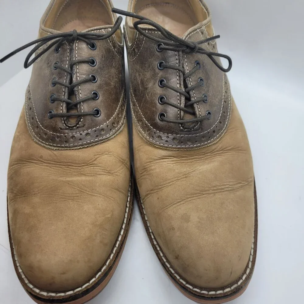 Allen Edmonds Mens Leather Nubuck Oxford Shoes 9.5M Brown Tan Professor USA - Picture 2 of 6